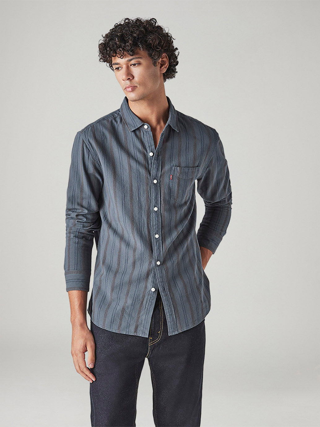 Men's Striped Slim Fit Dobby Shirt