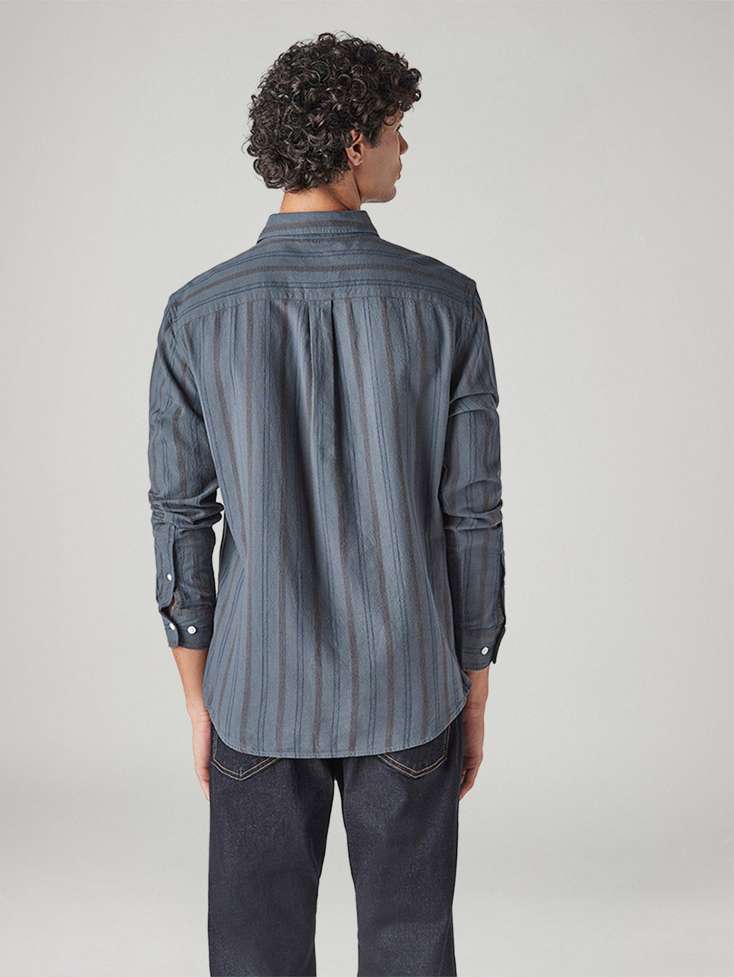 Men's Striped Slim Fit Shirt - Back View