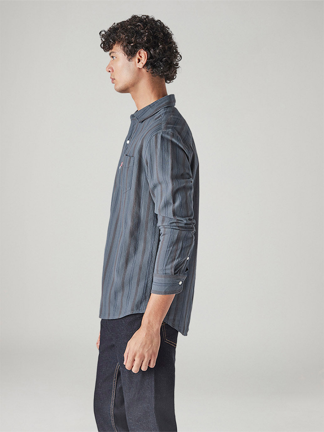 Men's Striped Slim Fit Shirt - Side View