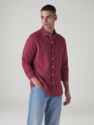 Men's Striped Slim Fit Dobby Shirt-image-6