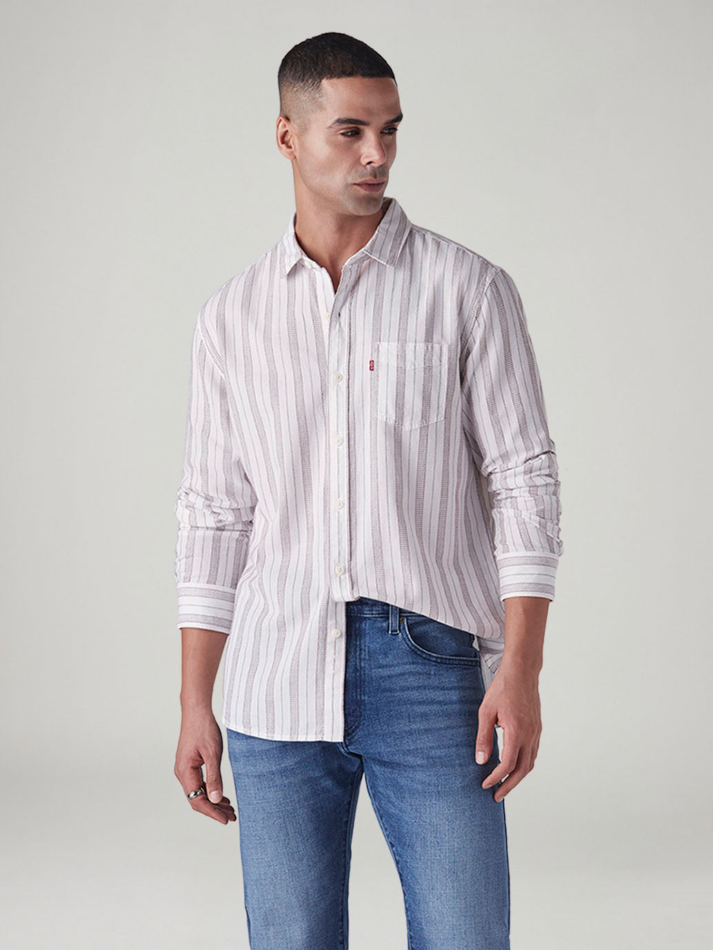 Men's Striped Slim Fit Dobby Shirt