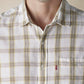 Men's Checkered Slim Fit Linen Shirt - Detail View