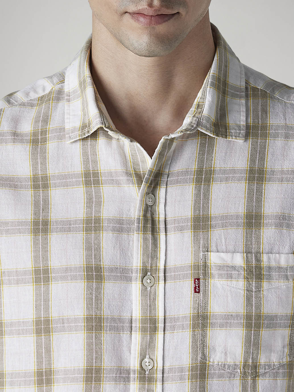 Men's Checkered Slim Fit Linen Shirt - 20 View