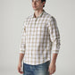 Men's Checkered Slim Fit Linen Shirt - Side View