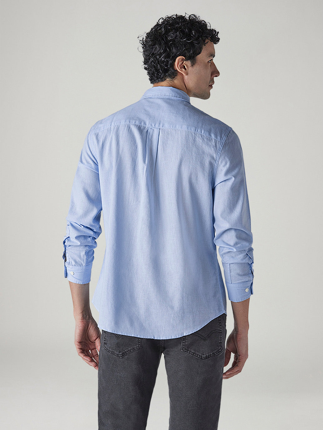 Men's Solid Slim Fit Linen Shirt - Back View
