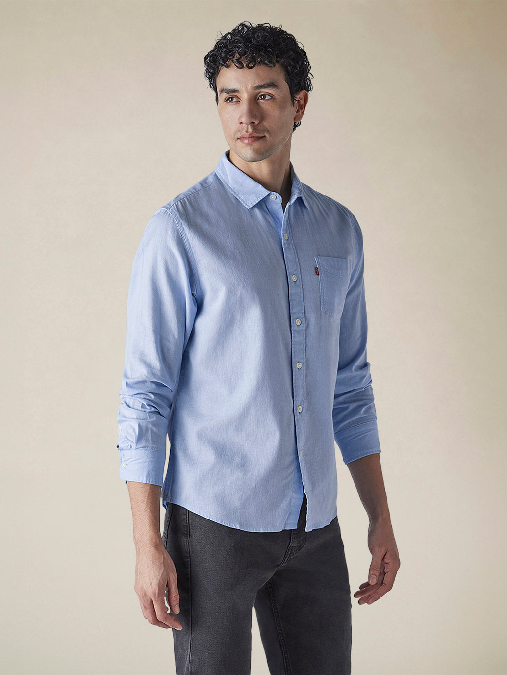 Men's Solid Slim Fit Linen Shirt - b37d96c2-c82a-453a-9110-3599fdc765b4 View