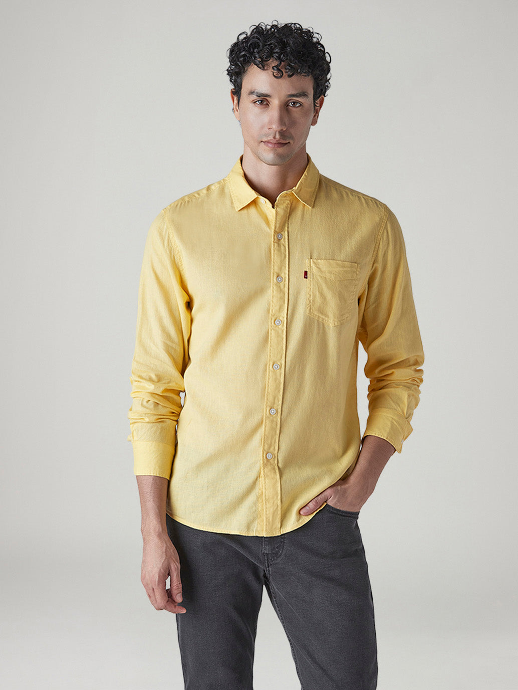 Men's Solid Slim Fit Shirt - Front View