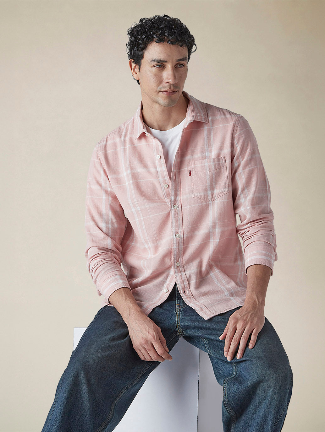Men's Checkered Slim Fit Linen Shirt - 460af103-73f2-45ac-b3cb-e480f11ef8e9 View