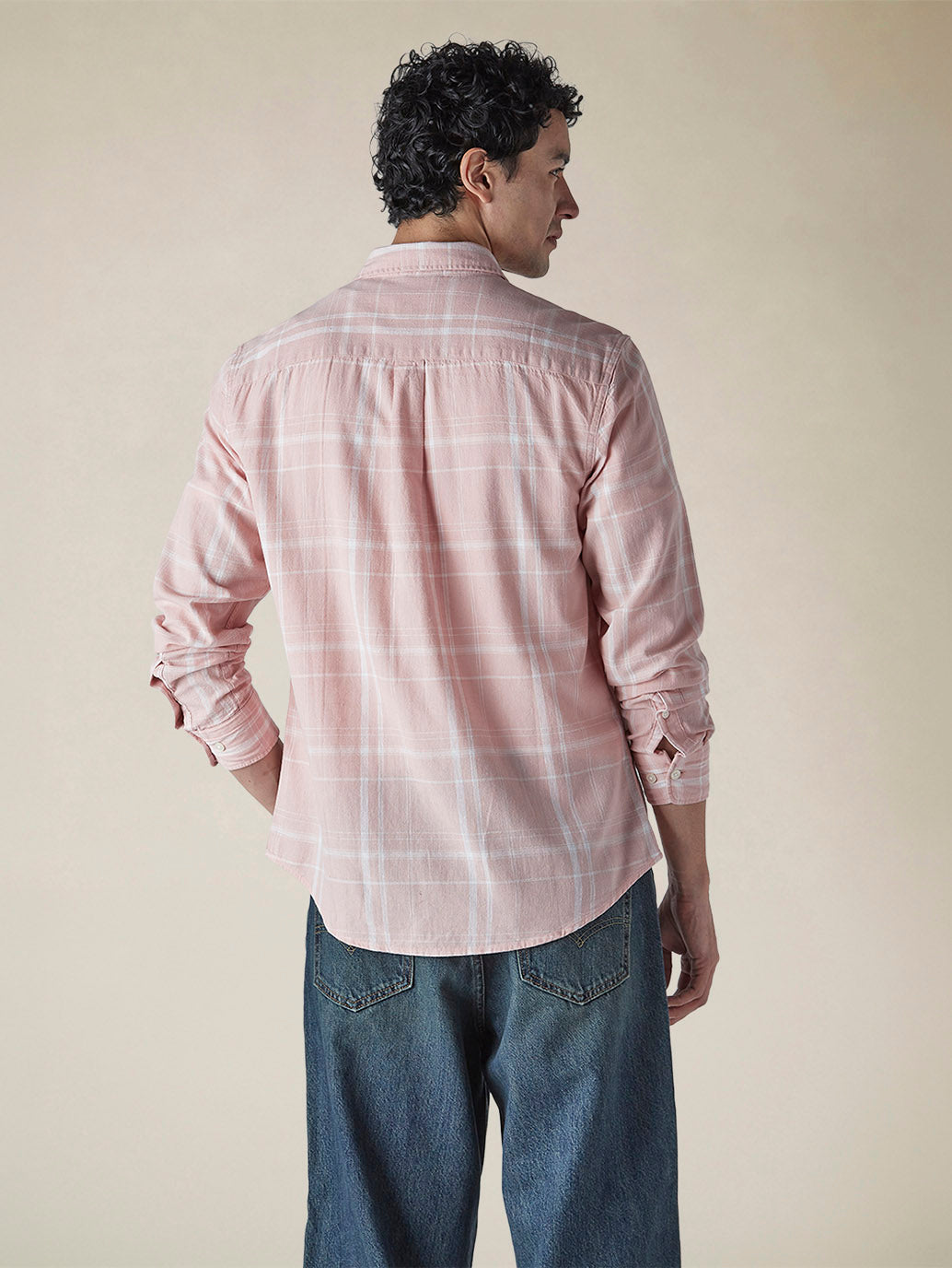 Men's Checkered Slim Fit Linen Shirt - e71195ac-6796-4ab9-9d5e-ee902d3f61e3 View