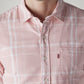 Men's Checkered Slim Fit Linen Shirt - Detail View