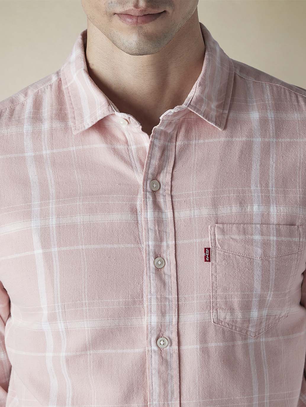 Men's Checkered Slim Fit Linen Shirt - 500f623c-18a3-4fb7-8cfe-7b9b006f4f81 View