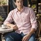 Men's Checkered Slim Fit Linen Shirt - Lifestyle View
