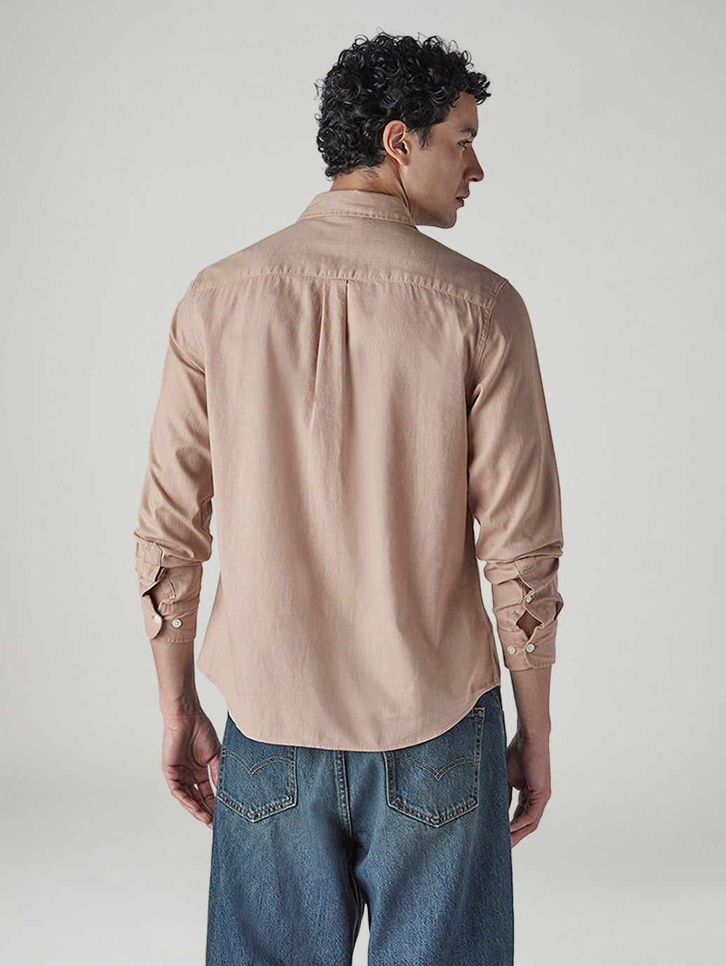 Men's Solid Slim Fit Linen Shirt - Back View
