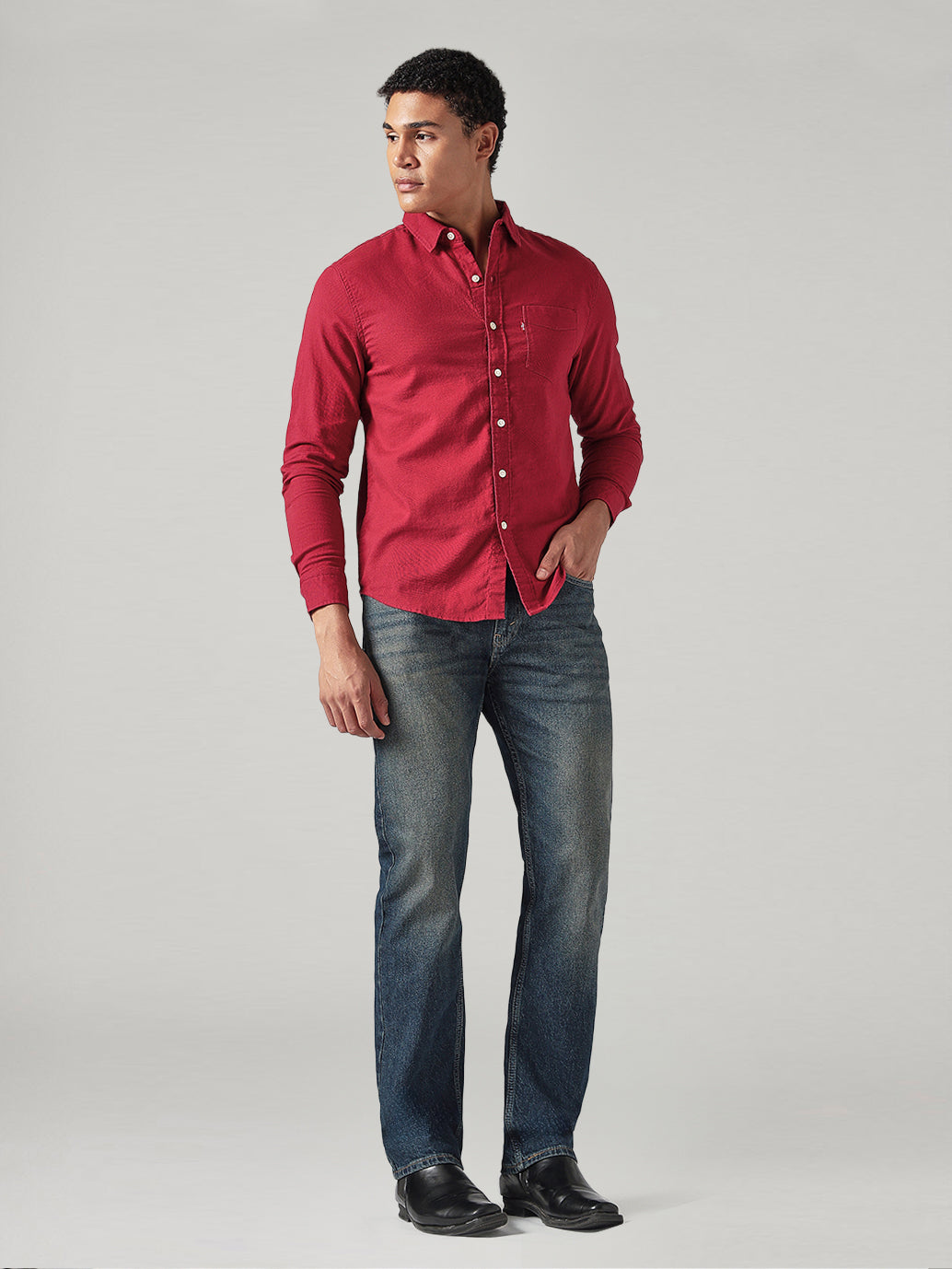 Men's Solid Slim Fit Oxford Shirt - Full View