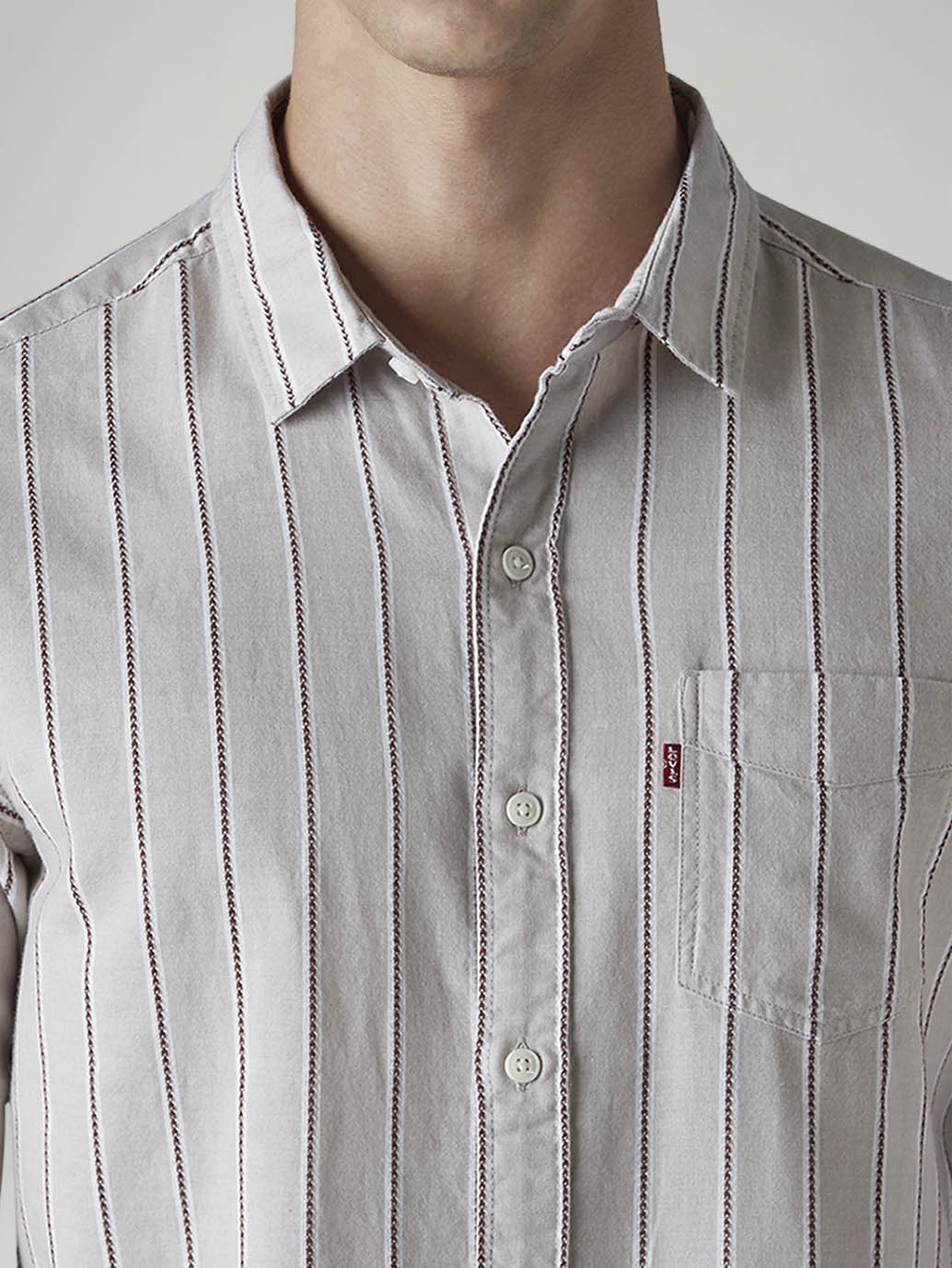 Men's Striped Relaxed Fit Dobby Shirt - Detail View