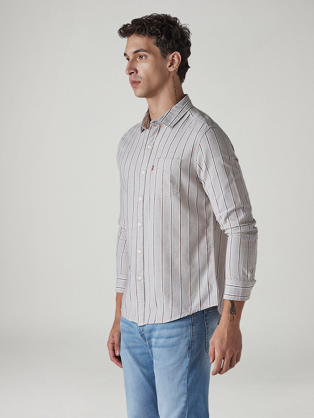 Men's Striped Relaxed Fit Dobby Shirt - Side View