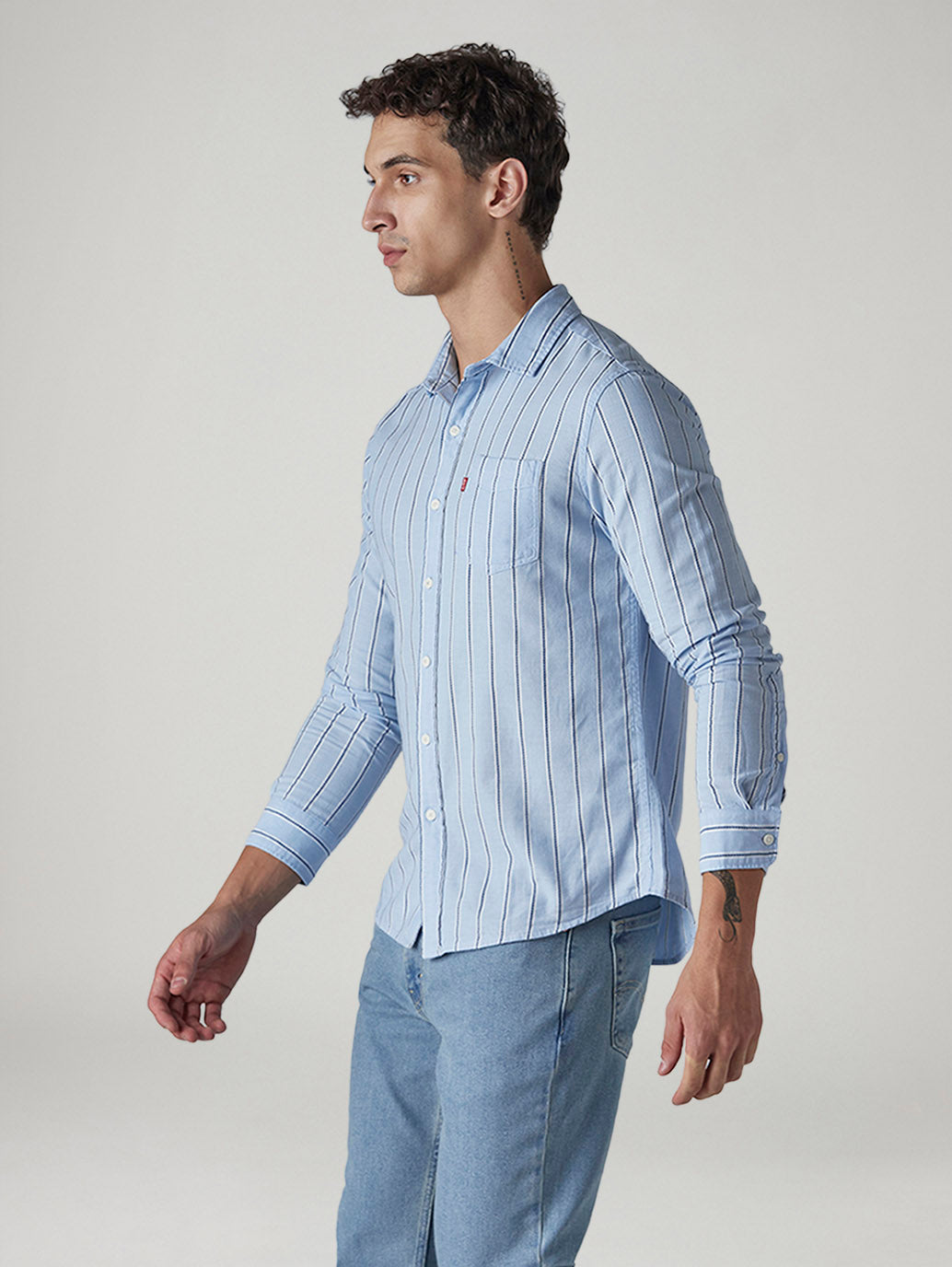 Men's Striped Relaxed Fit Dobby Shirt - Side View