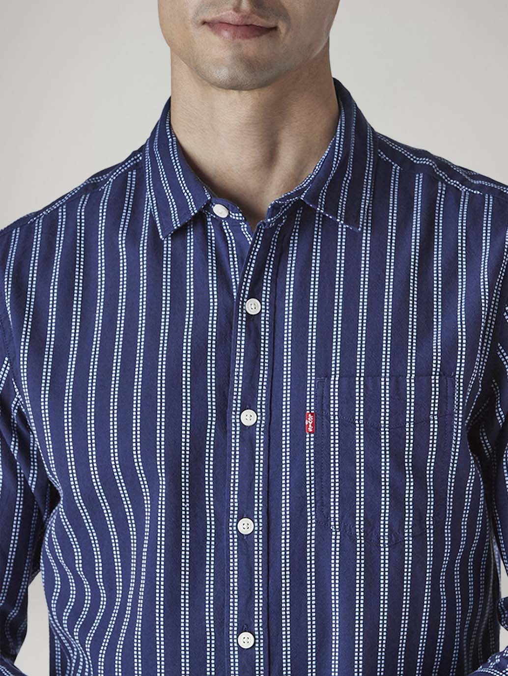 Men's Striped Relaxed Fit Dobby Shirt - 20 View
