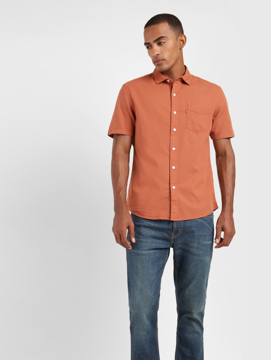 Men's Solid Spread Collar Shirt