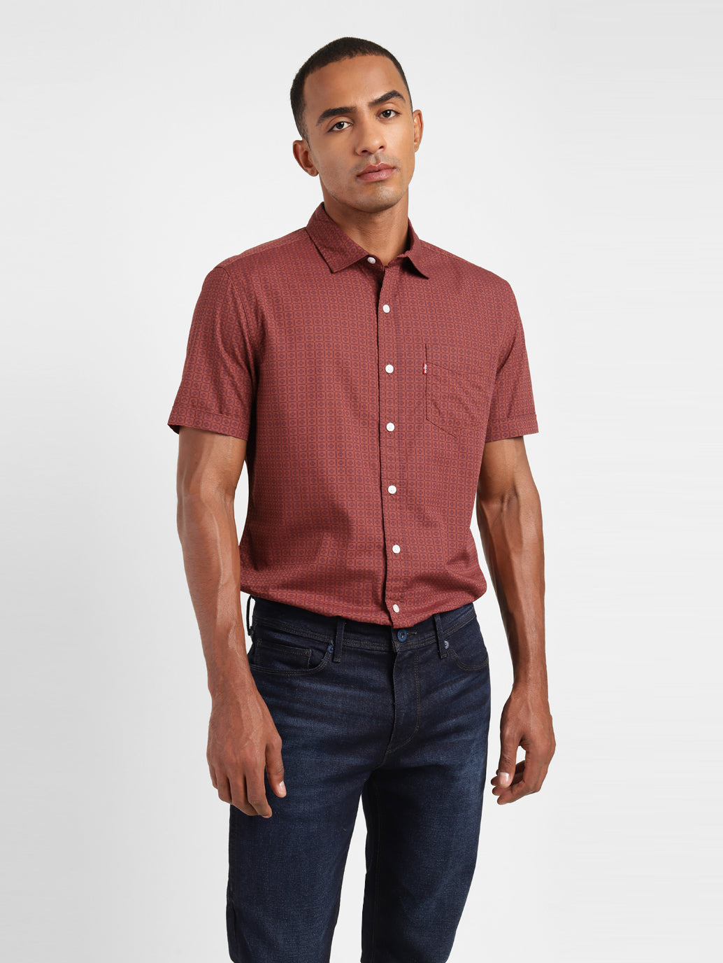 Men's Geometric Print Slim Fit Shirt