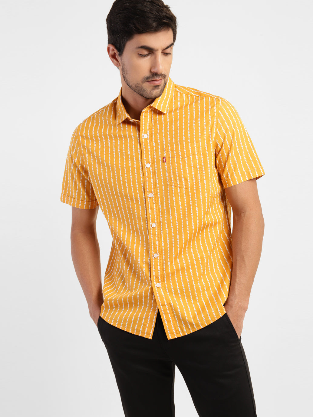Men's Striped Spread Collar Shirt