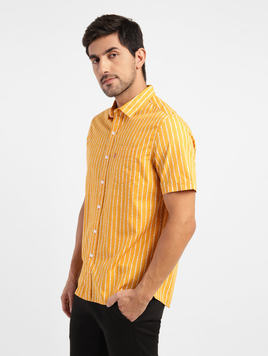 Men's Striped Spread Collar Shirt