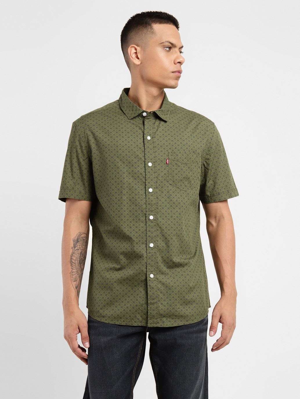 Men's Geometric Print Slim Fit Shirt