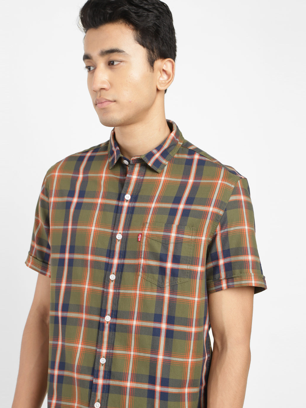 Men's Checkered Spread Collar Shirt