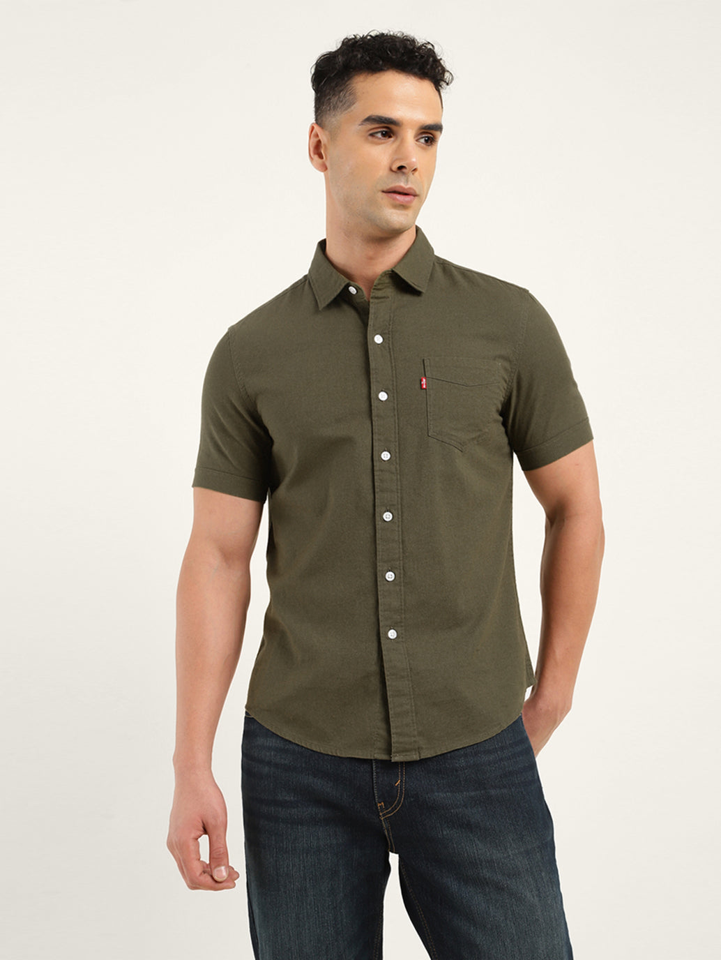 Men's Solid Slim Fit Shirt - Front View