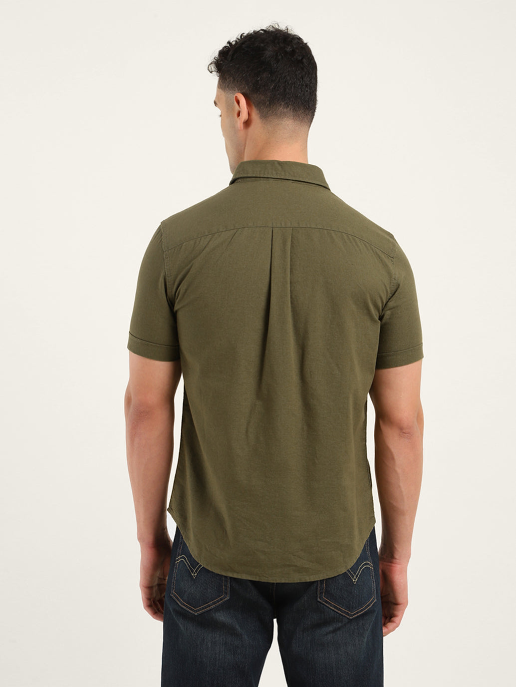 Men's Solid Slim Fit Shirt - Back View