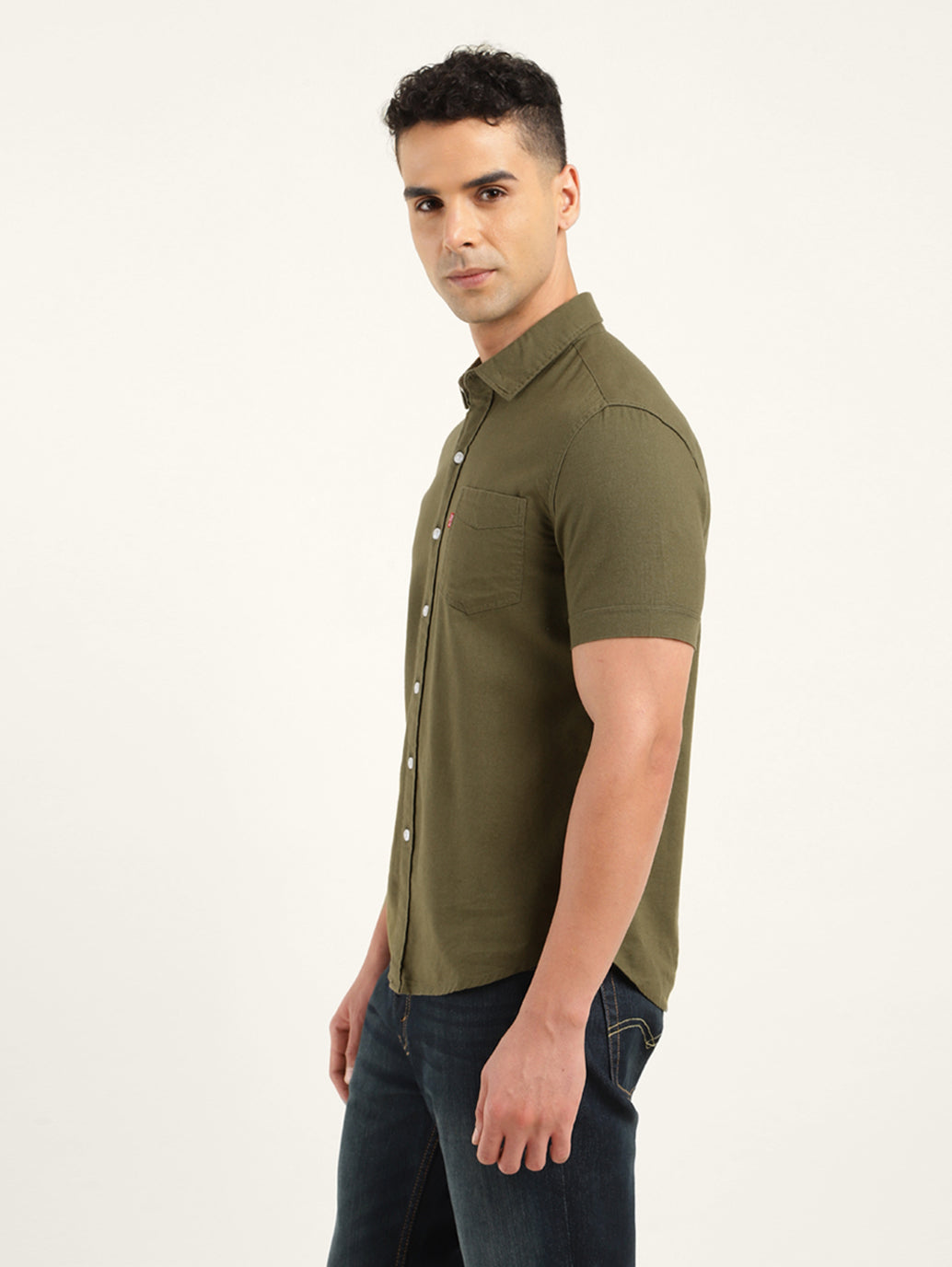Men's Solid Slim Fit Shirt - Side View