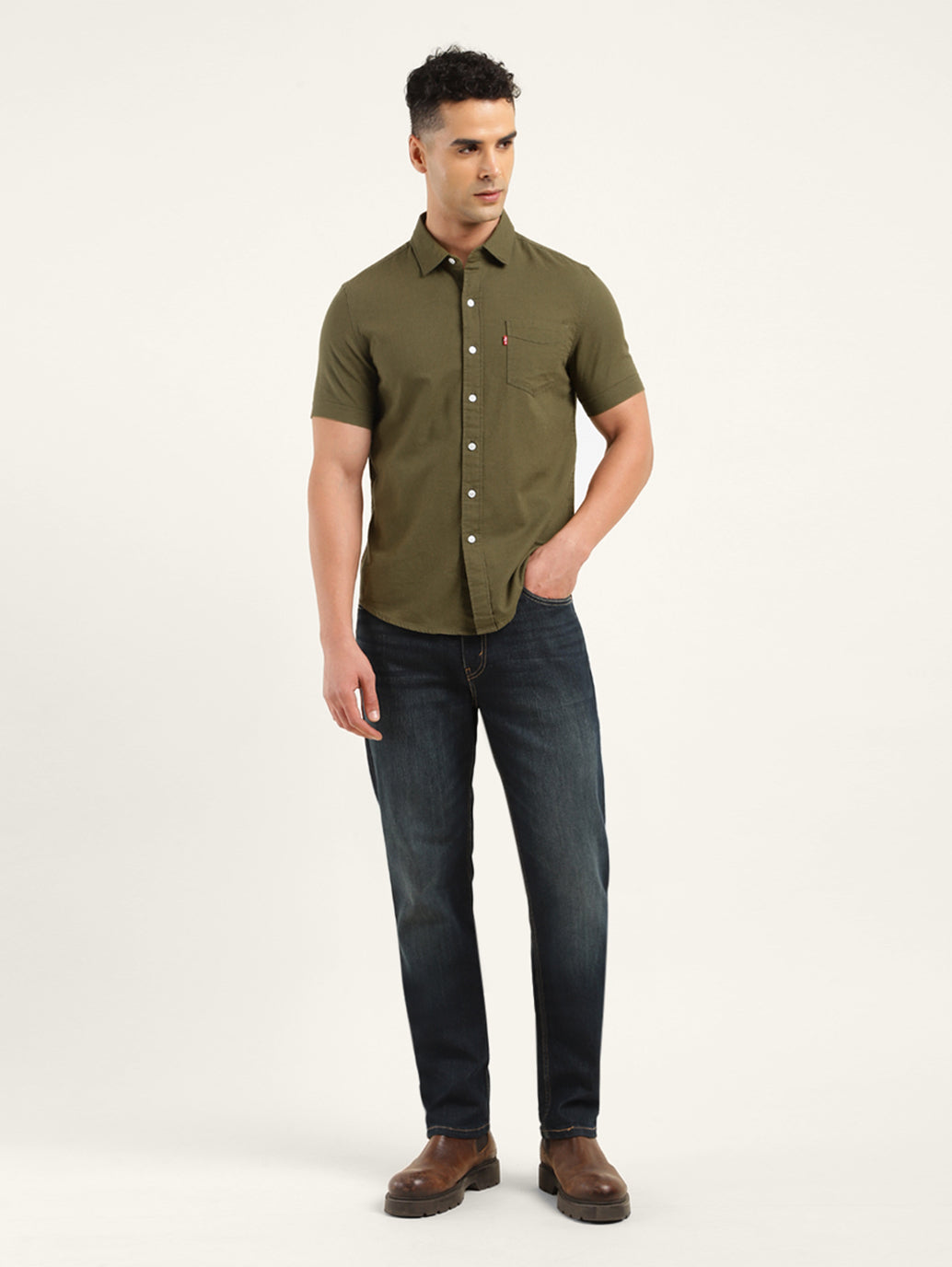 Men's Solid Slim Fit Shirt - ModelFront View