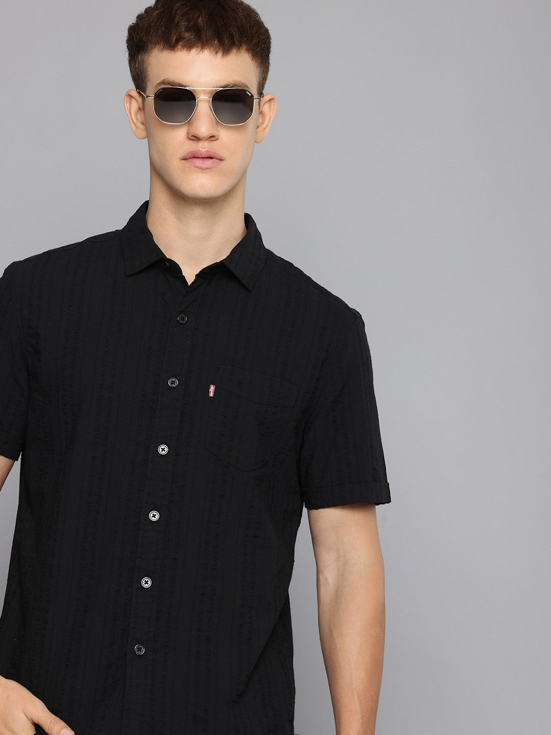 Men's Textured Slim Fit Shirt - 1 View