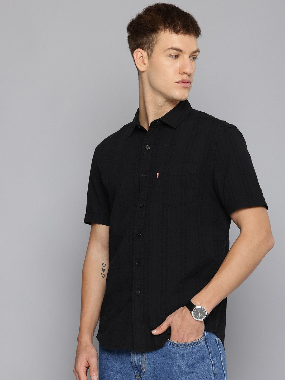 Men's Textured Slim Fit Shirt - 3 View