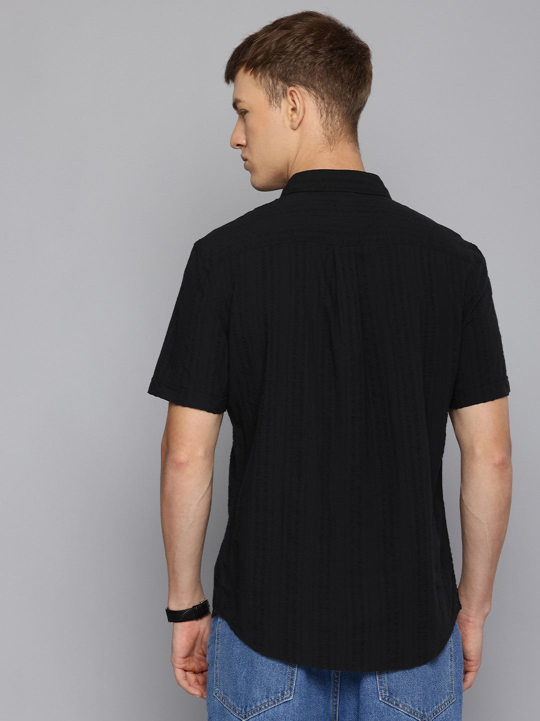 Men's Textured Slim Fit Shirt - 4 View