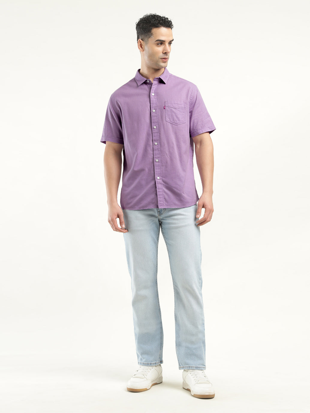 Men's Solid Slim Fit Shirt - ModelFront View