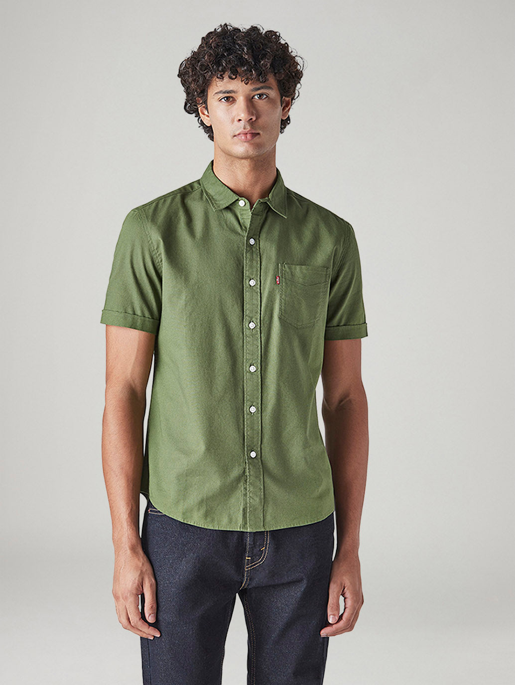 Men's Solid Slim Fit Oxford Shirt - Front View