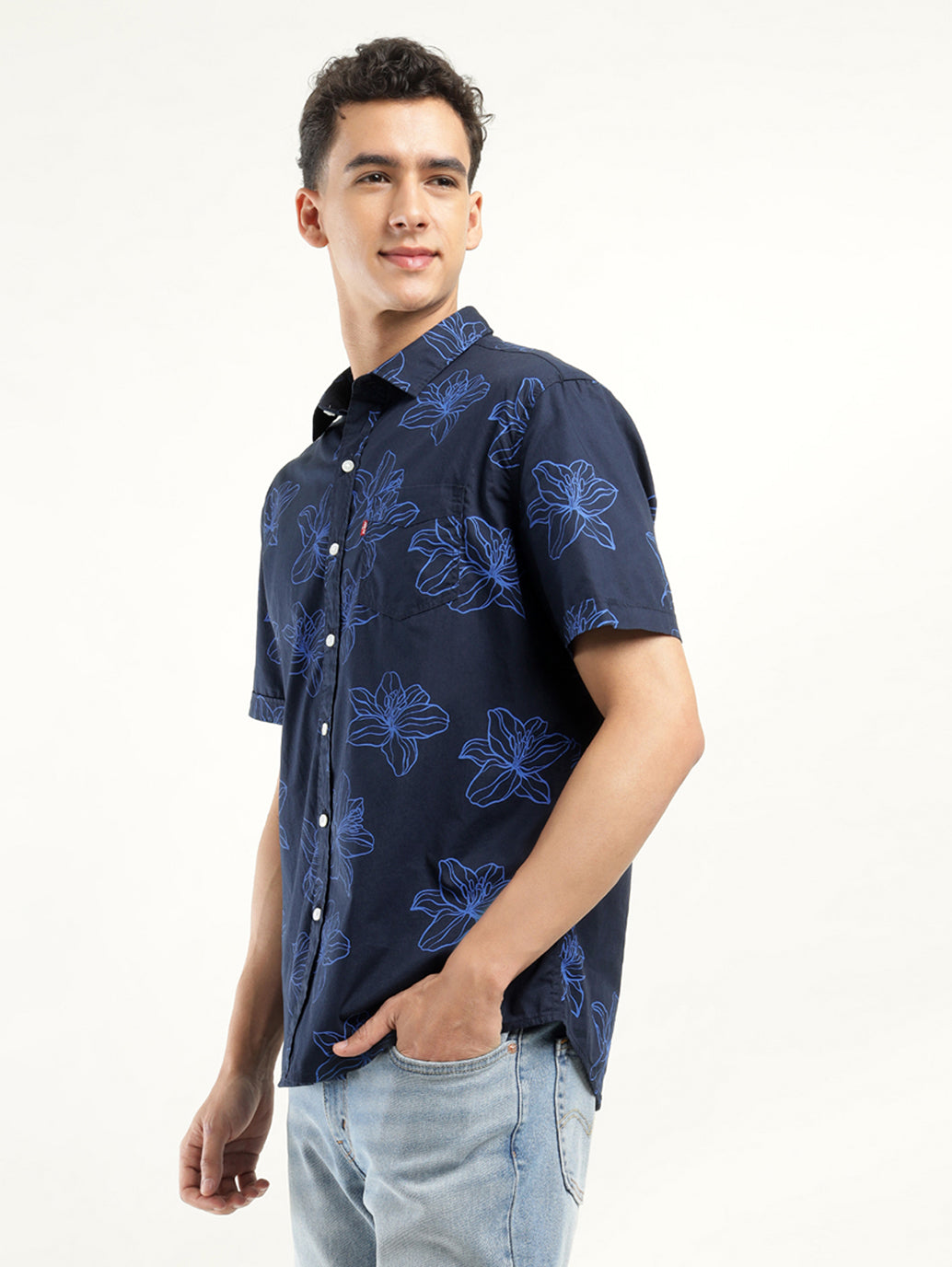 Men's Printed Slim Fit Shirt - Side View