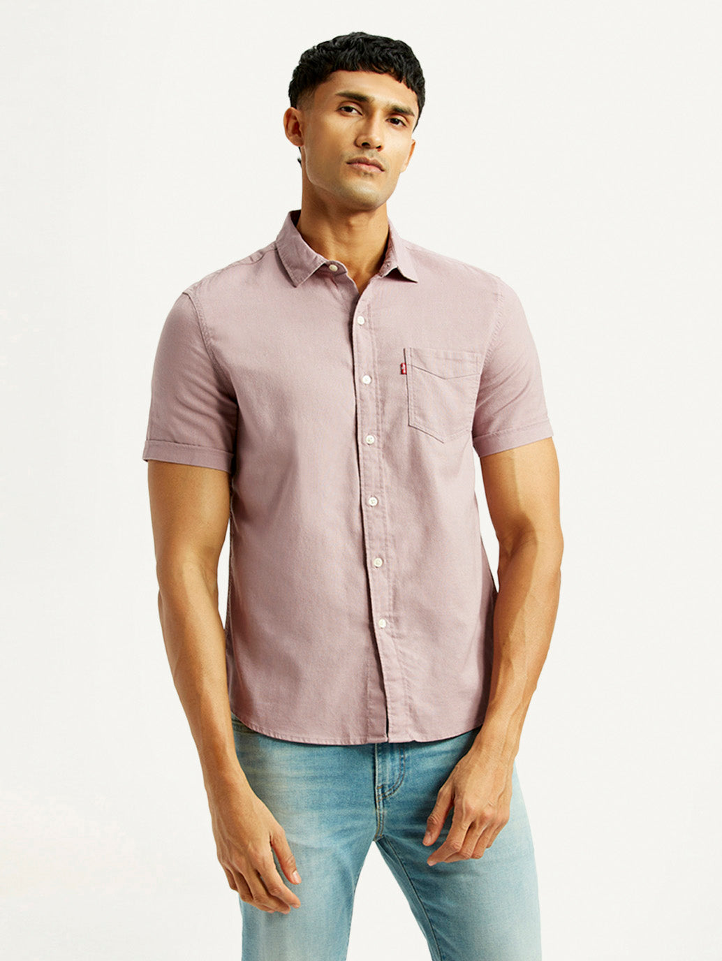 Men's Solid Slim Fit Shirt - Front View