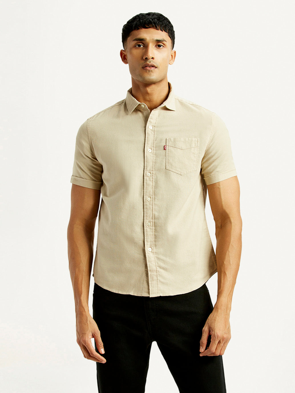 Men's Solid Slim Fit Shirt - Front View