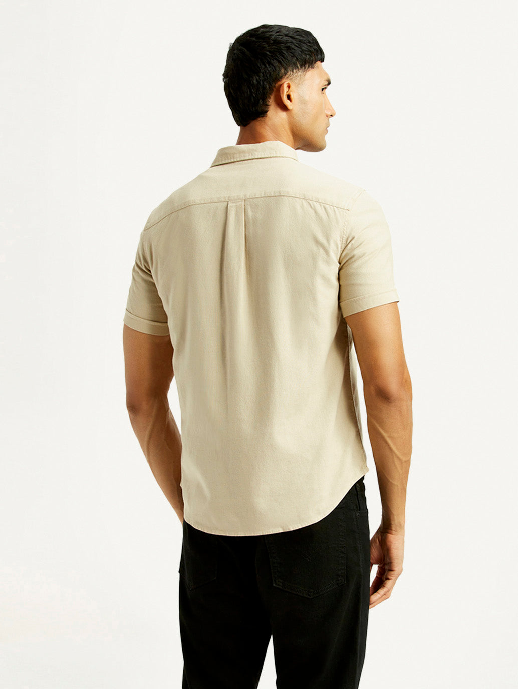 Men's Solid Slim Fit Shirt - Back View