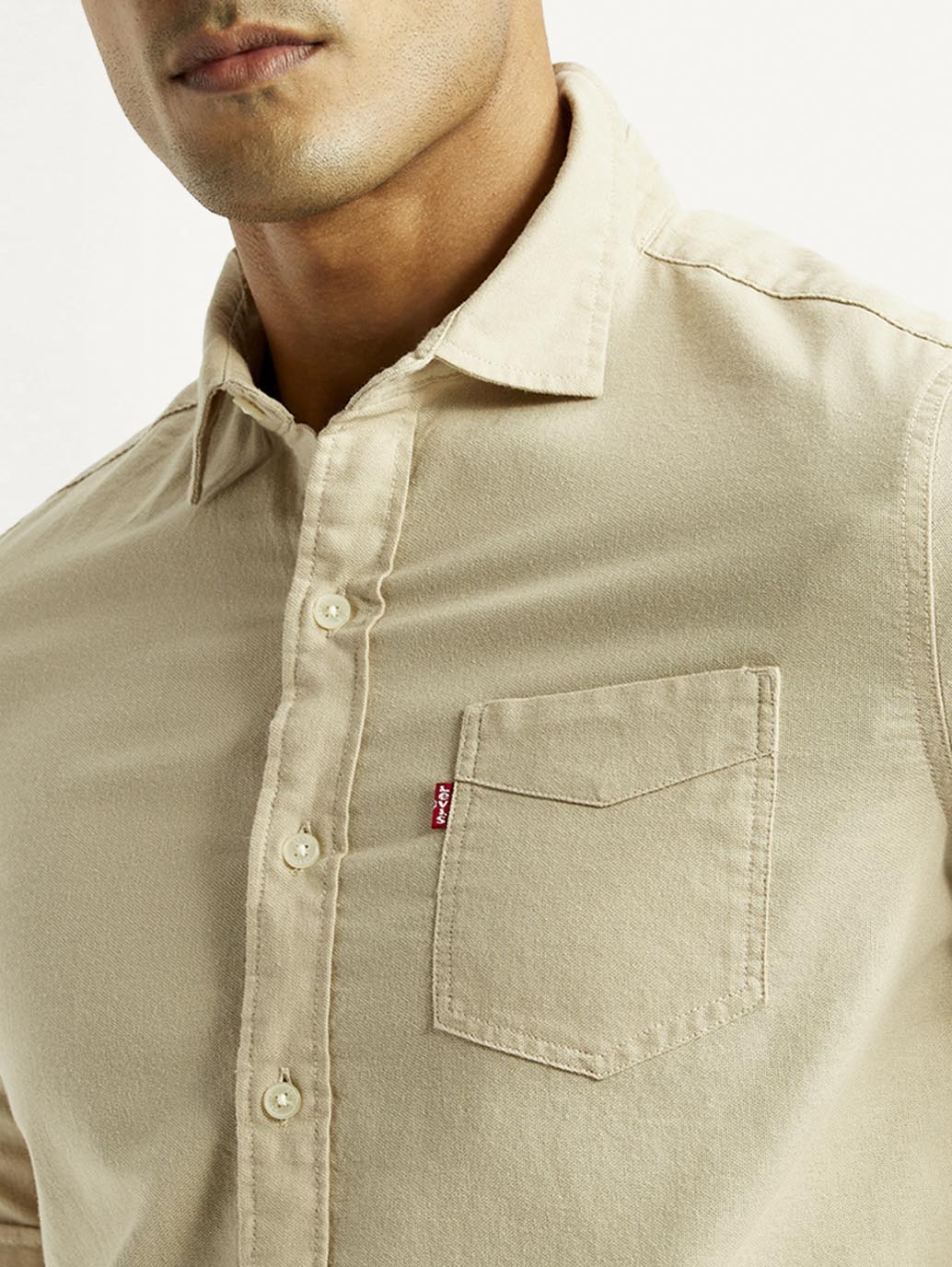 Men's Solid Slim Fit Shirt - Detail View