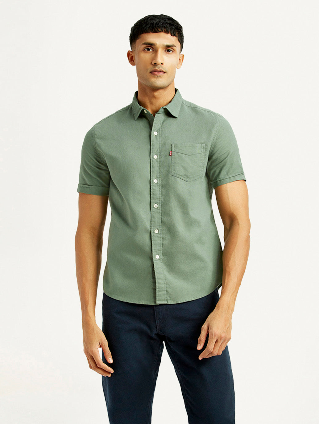 Men's Solid Slim Fit Shirt - Front View
