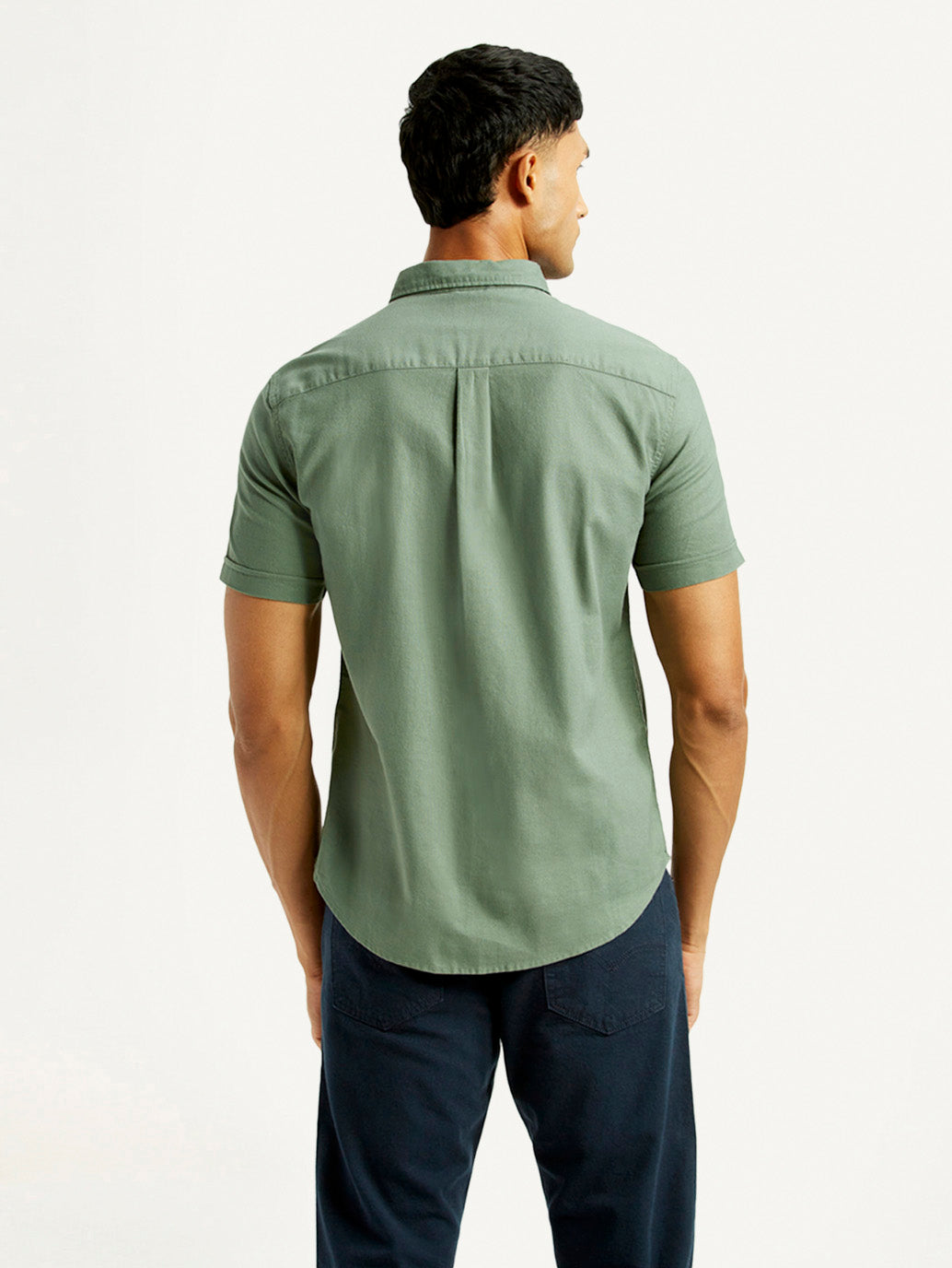 Men's Solid Slim Fit Shirt - Back View