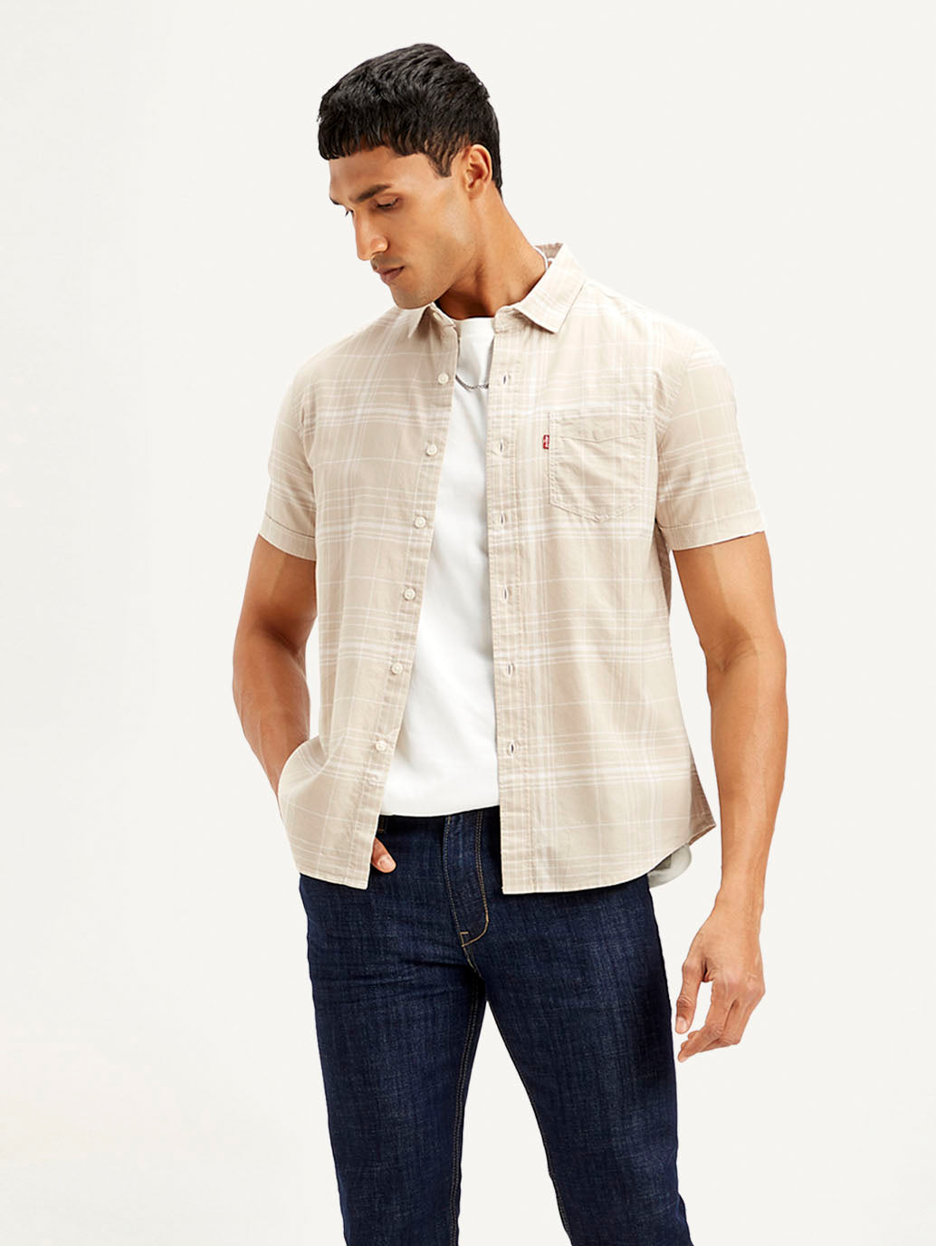 Men's Checkered Slim Fit Oxford Shirt