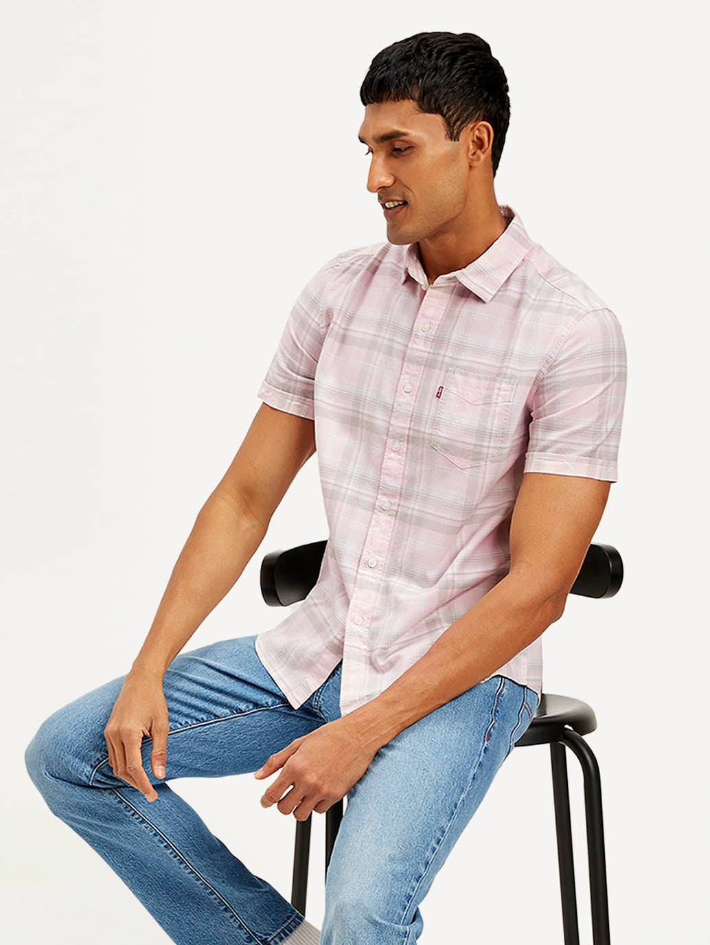 Men's Checkered Slim Fit Oxford Shirt