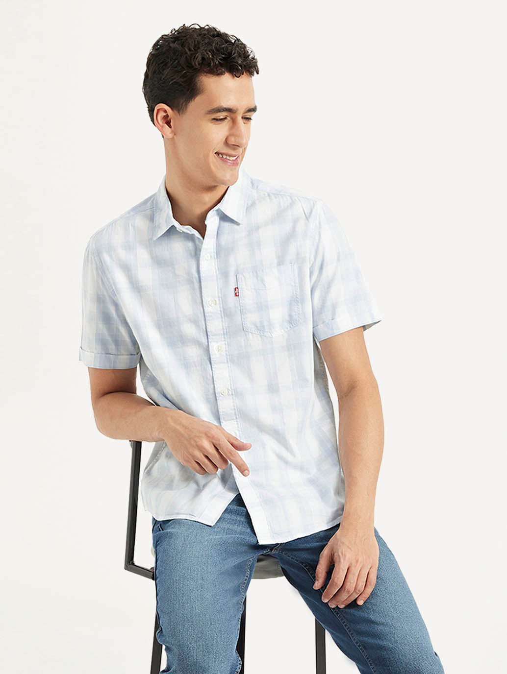 Men's Checked Slim Fit Oxford Shirt - Styleshot View