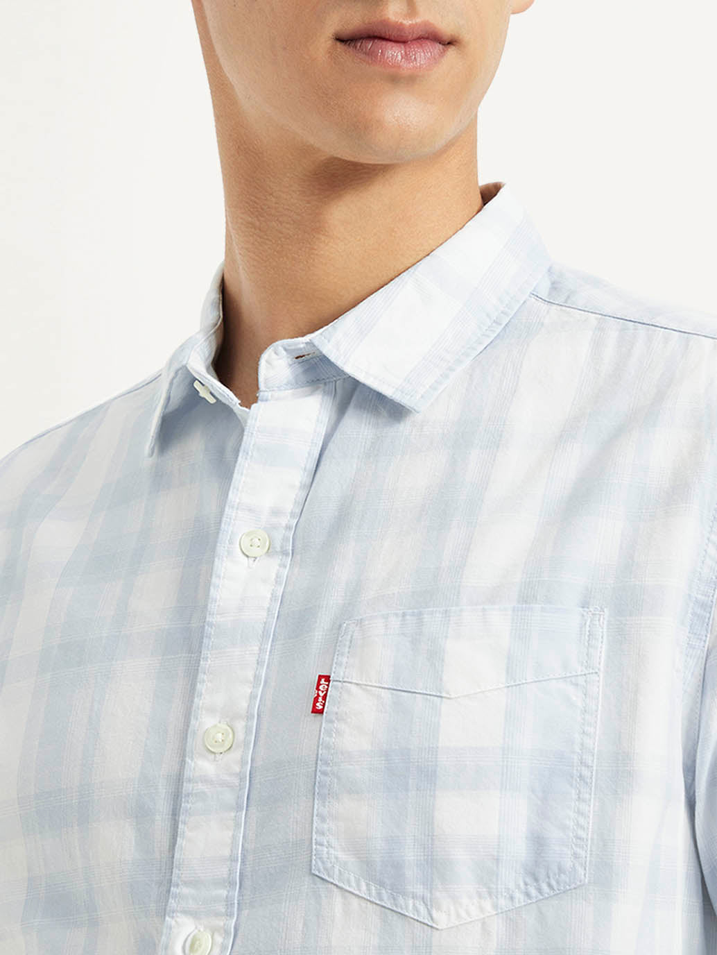 Men's Checked Slim Fit Oxford Shirt - Detail View