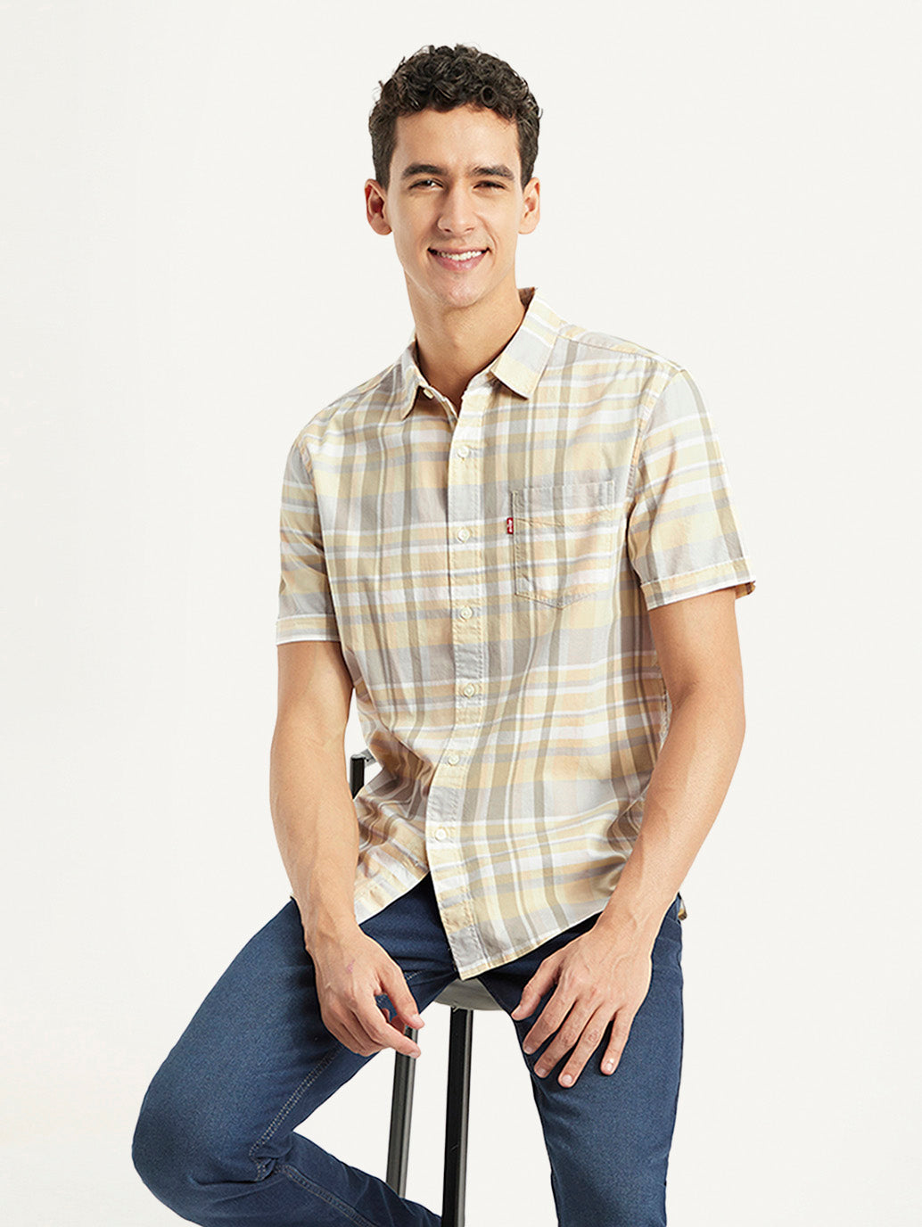 Men's Checkered Slim Fit Oxford Shirt