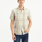 Men's Checkered Slim Fit Oxford Shirt - Front View